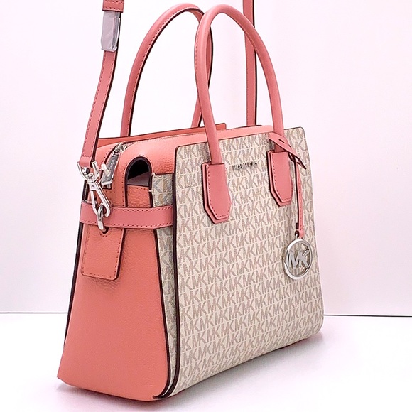 MICHAEL KORS MERCER MEDIUM TOP ZIP BELTED SATCHEL PRIMROSE MULTI SIGNATU… - Picture 5 of 16